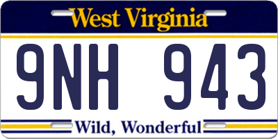 WV license plate 9NH943