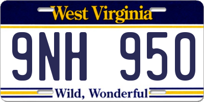 WV license plate 9NH950