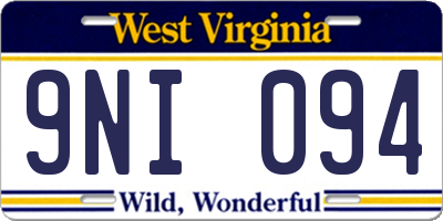WV license plate 9NI094
