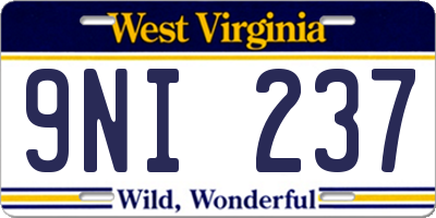 WV license plate 9NI237