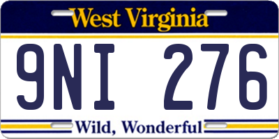WV license plate 9NI276