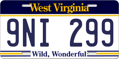 WV license plate 9NI299