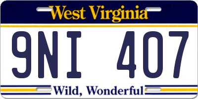 WV license plate 9NI407