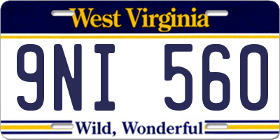 WV license plate 9NI560