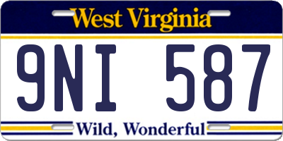 WV license plate 9NI587