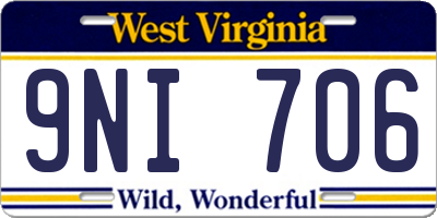 WV license plate 9NI706