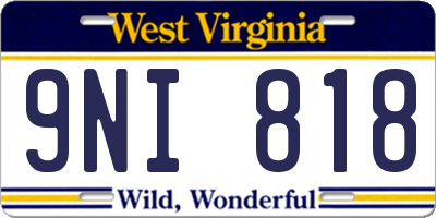 WV license plate 9NI818