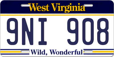WV license plate 9NI908