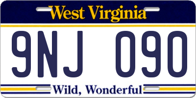 WV license plate 9NJ090