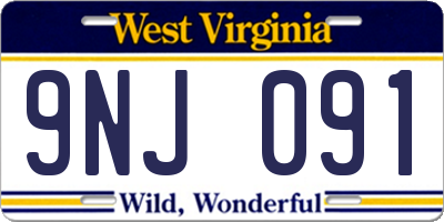 WV license plate 9NJ091