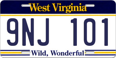 WV license plate 9NJ101