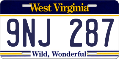 WV license plate 9NJ287