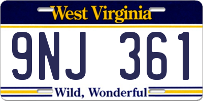 WV license plate 9NJ361