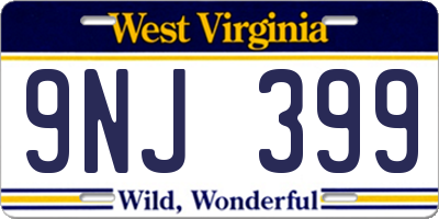 WV license plate 9NJ399
