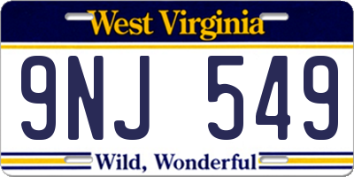 WV license plate 9NJ549