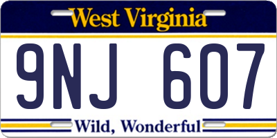 WV license plate 9NJ607