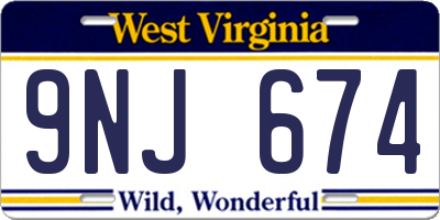 WV license plate 9NJ674