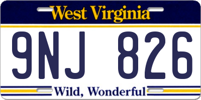 WV license plate 9NJ826