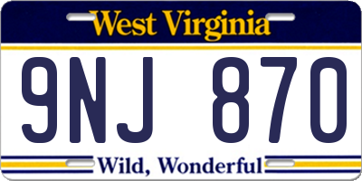 WV license plate 9NJ870