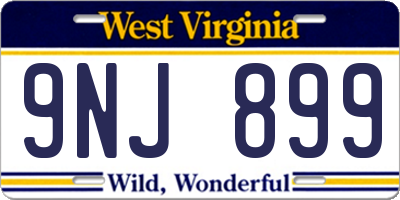 WV license plate 9NJ899