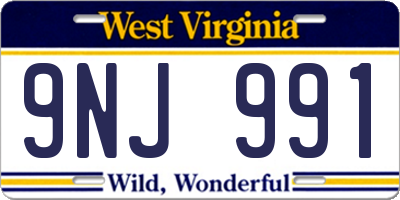 WV license plate 9NJ991
