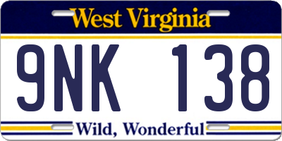 WV license plate 9NK138