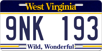 WV license plate 9NK193