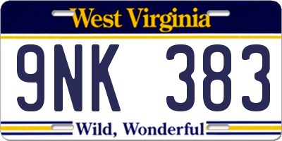 WV license plate 9NK383