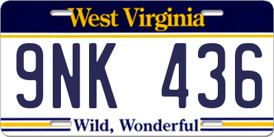 WV license plate 9NK436