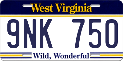 WV license plate 9NK750