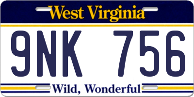 WV license plate 9NK756