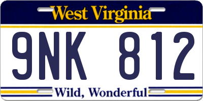 WV license plate 9NK812