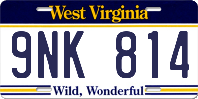 WV license plate 9NK814