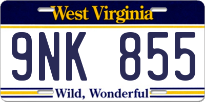 WV license plate 9NK855