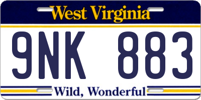 WV license plate 9NK883