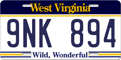 WV license plate 9NK894