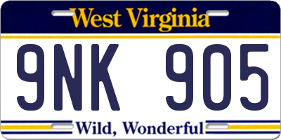 WV license plate 9NK905