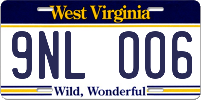 WV license plate 9NL006