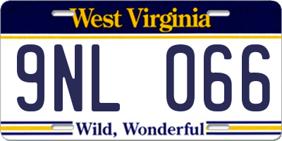WV license plate 9NL066