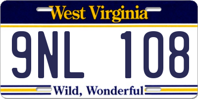 WV license plate 9NL108