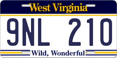 WV license plate 9NL210