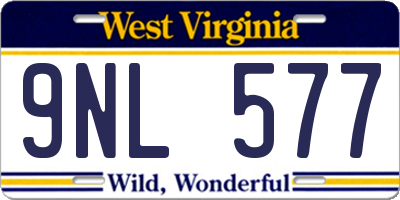 WV license plate 9NL577
