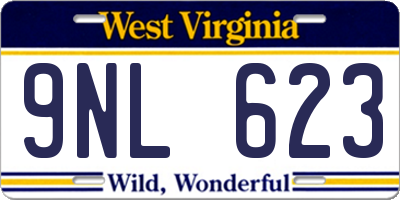 WV license plate 9NL623
