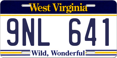 WV license plate 9NL641