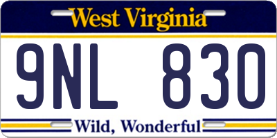 WV license plate 9NL830