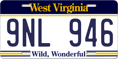 WV license plate 9NL946