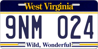 WV license plate 9NM024