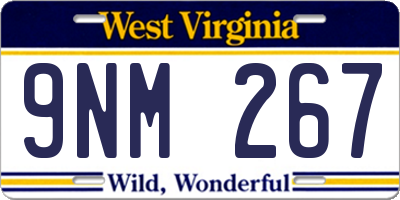 WV license plate 9NM267