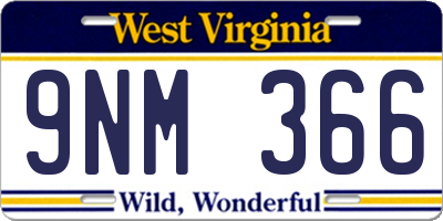 WV license plate 9NM366
