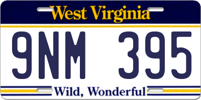WV license plate 9NM395